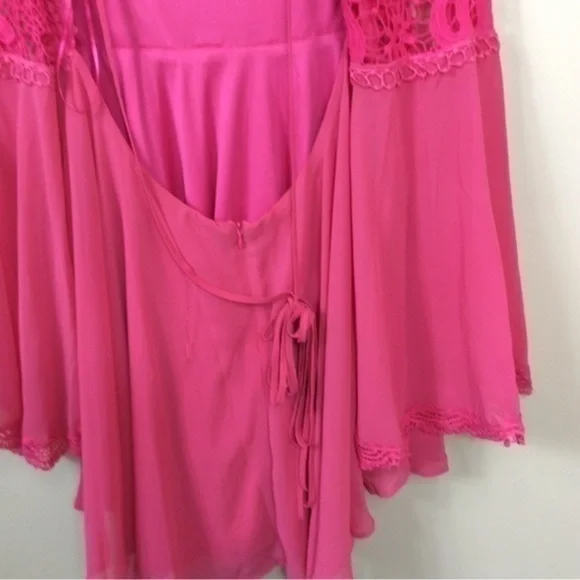 NWT Southern Fried Chics pink lace up mini dress bell sleeve XXL - Picture 5 of 8